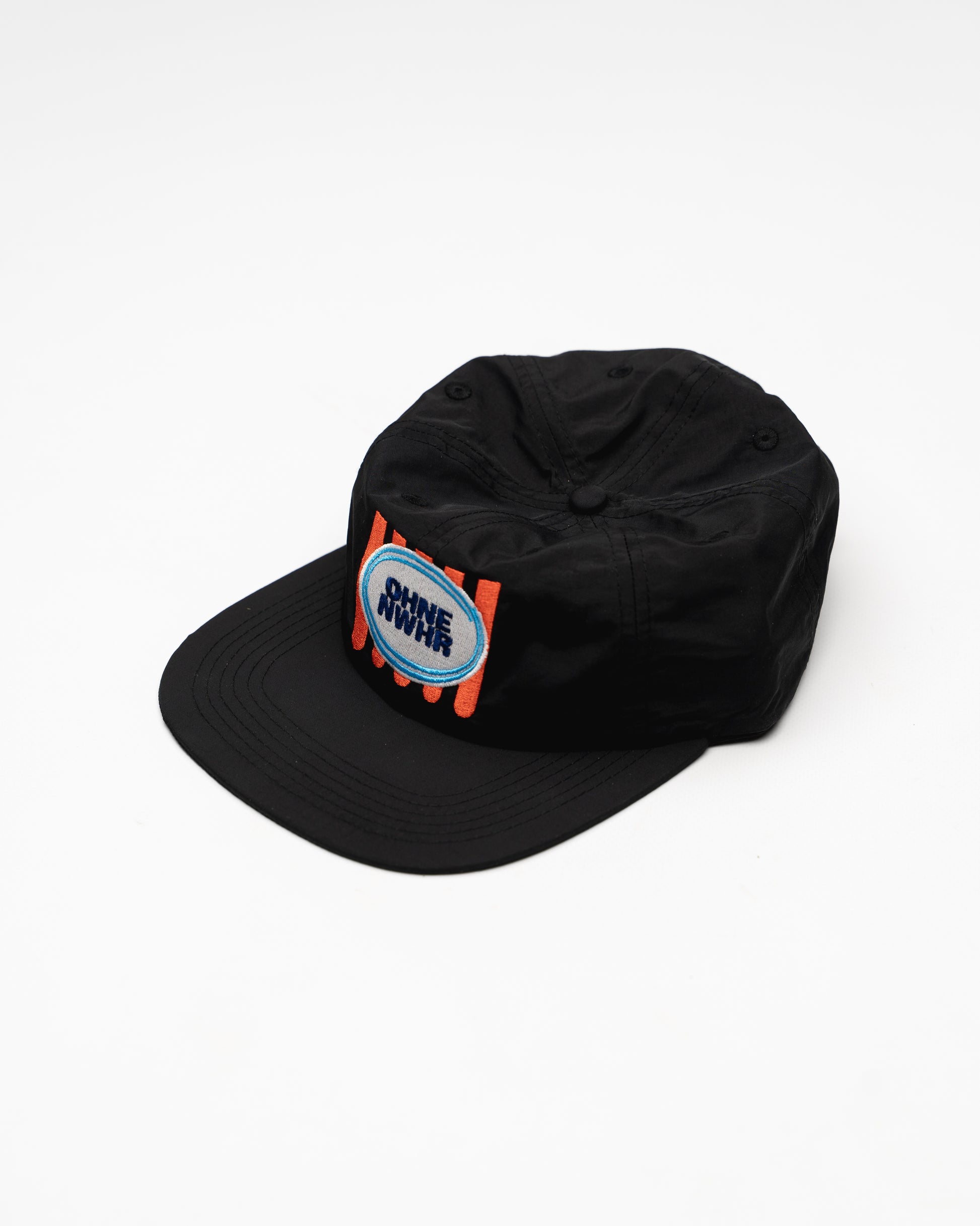 black snapback cap Ohne Project x Nowhere - top view